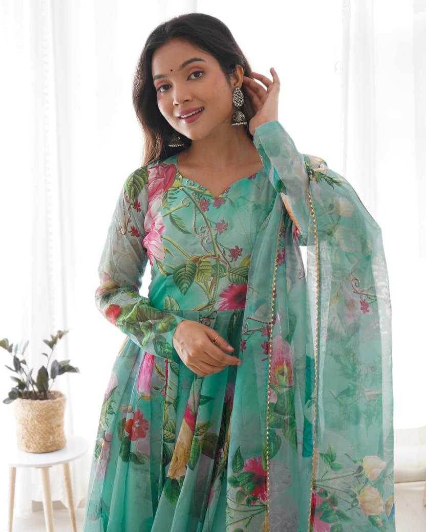 Tabby Silk Anarkali Full Sleeve Gown - MYLUXURY LANE ENTERPRISE